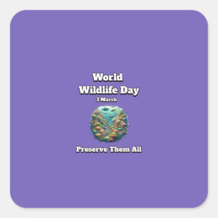 Preserve the All. World Wildlife Day  Square Sticker