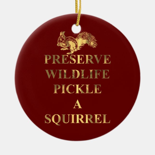 Preserve wildlife pickle a squirrel ceramic tree decoration (Front)