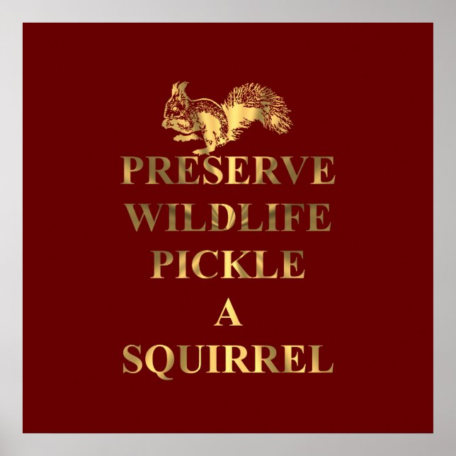 Preserve wildlife pickle a squirrel poster (Front)