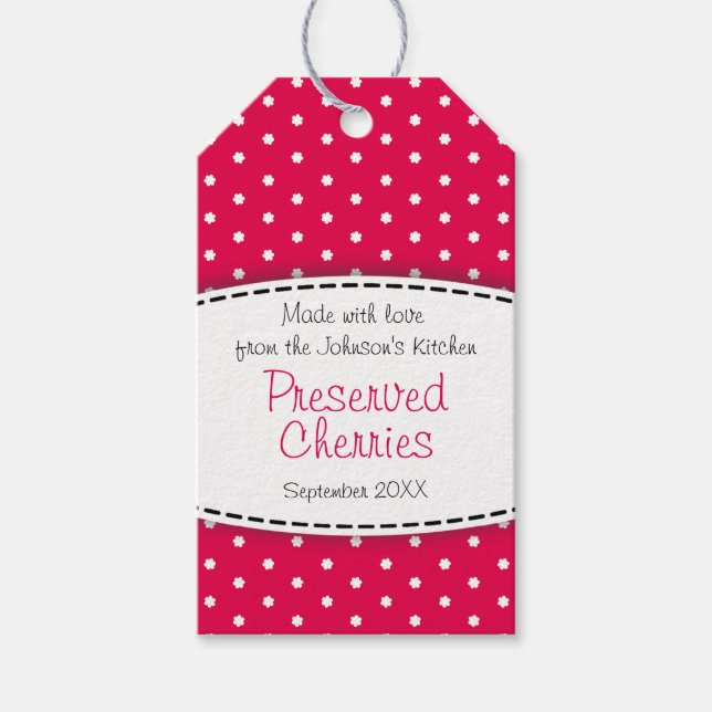 Preserved cherries red fruit label tag (Front)