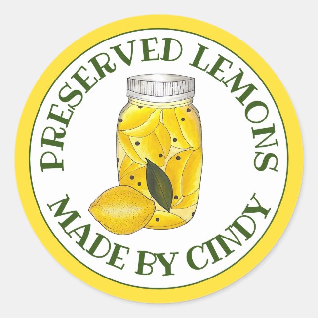 Preserved Lemons Citrus Fruit Home Canning Made By Classic Round Sticker (Front)