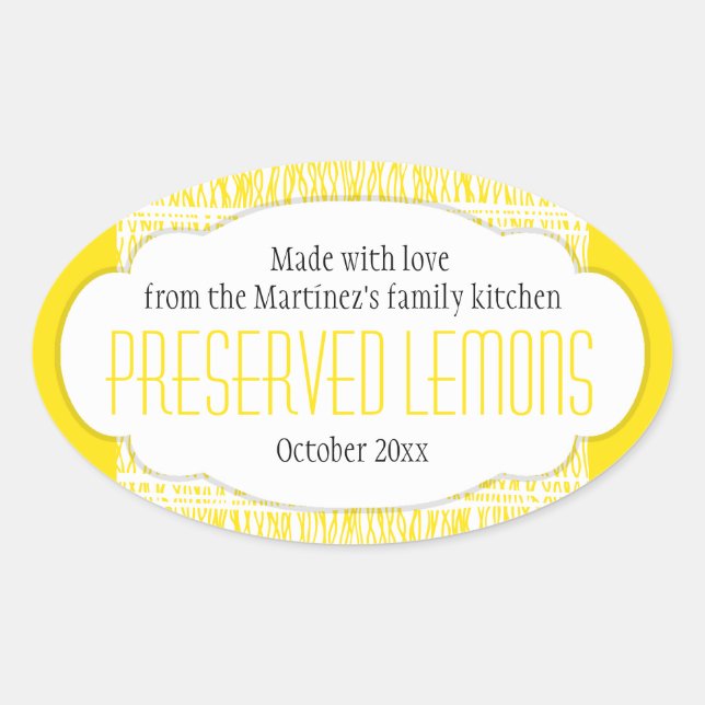 Preserved lemons oval food label sticker (Front)