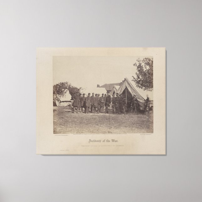 President Abe Lincoln on battle field of Antietam Canvas Print (Front)