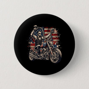 President Abraham Abe Lincoln Riding A Motorcycle 6 Cm Round Badge