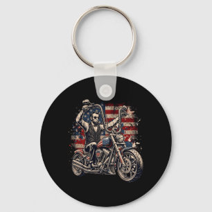 President Abraham Abe Lincoln Riding A Motorcycle Key Ring