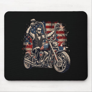 President Abraham Abe Lincoln Riding A Motorcycle Mouse Pad