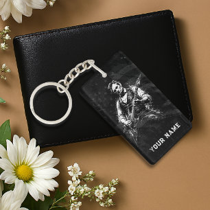 President Abraham Lincoln Playing Guitar Key Ring