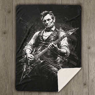 President Abraham Lincoln Playing Guitar Sherpa Blanket