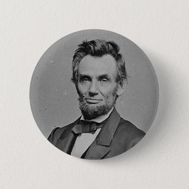 President Abraham Lincoln Portrait by Mathew Brady 6 Cm Round Badge (Front)