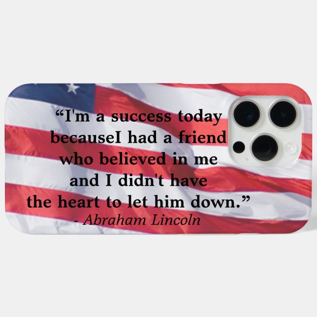 President Abraham Lincoln Success Quote US Flag Case-Mate iPhone Case (Back (Horizontal))