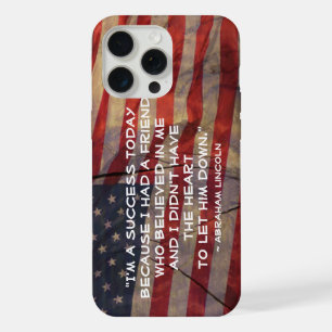 President Abraham Lincoln Success Quote US Flag iPhone 15 Pro Max Case