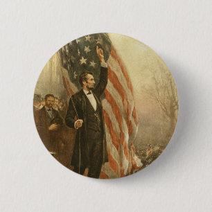 President Abraham Lincoln Under the American Flag 6 Cm Round Badge