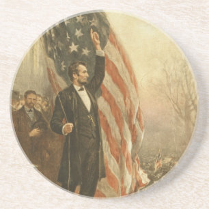 President Abraham Lincoln Under the American Flag Coaster