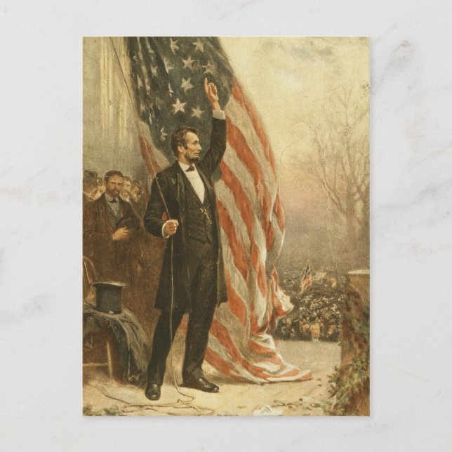 President Abraham Lincoln Under the American Flag Postcard (Front)