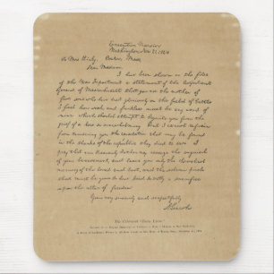 President Abraham Lincoln's Letter to Mrs. Bixby Mouse Pad