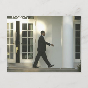 President Barack in deep thought as he walks Postcard