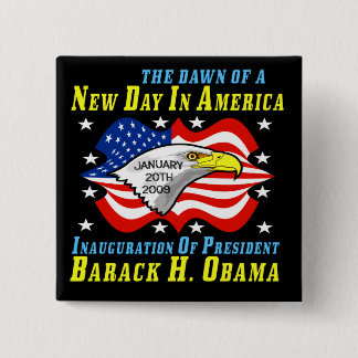 PRESIDENT BARACK OBAMA 15 CM SQUARE BADGE