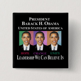 PRESIDENT BARACK OBAMA 15 CM SQUARE BADGE