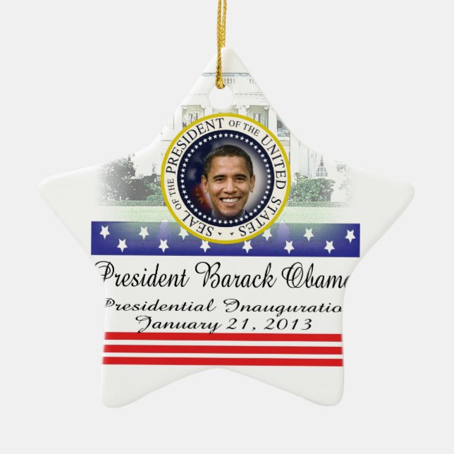 President Barack Obama 2013 Inauguration Ceramic Tree Decoration (Front)