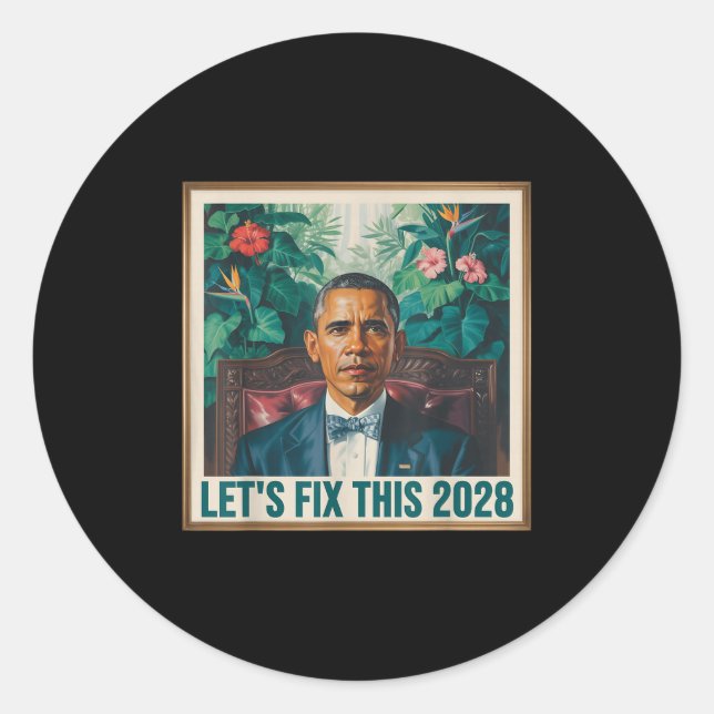President Barack Obama 2028 Rtrait Patriotic Democ Classic Round Sticker (Front)