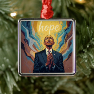 President Barack Obama and the Message of Hope  Metal Tree Decoration