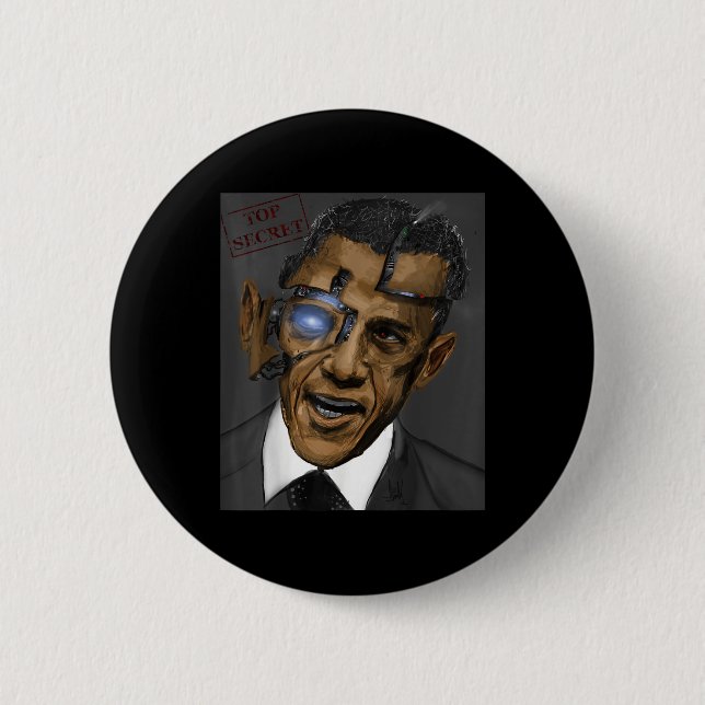 President Barack Obama Evil Cool Robot  6 Cm Round Badge (Front)