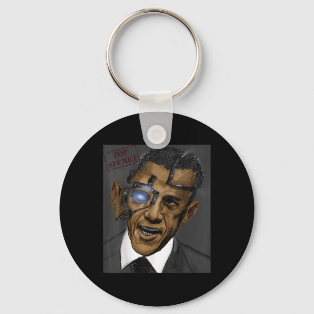 President Barack Obama Evil Cool Robot  Key Ring (Front)