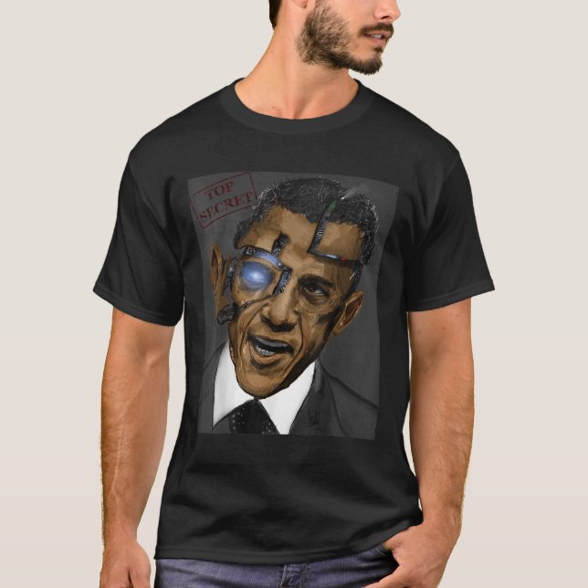 President Barack Obama Evil Cool Robot  T-Shirt (Front)
