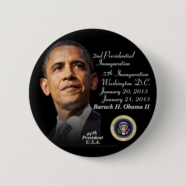 President Barack Obama II Inauguration 1-21-2013 6 Cm Round Badge (Front)