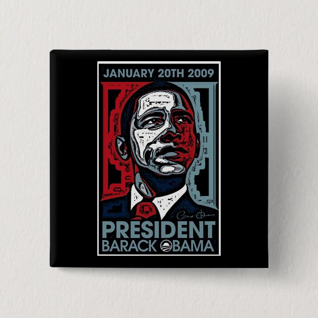 President Barack Obama January 20th 2009 15 Cm Square Badge (Front)