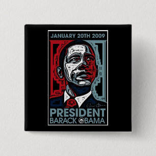 President Barack Obama January 20th 2009 15 Cm Square Badge