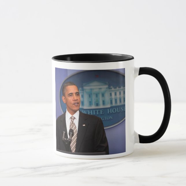 President Barack Obama makes an announcement Mug (Right)