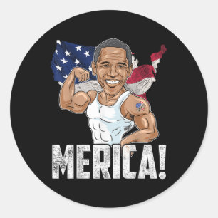 President Barack Obama Merica 4th Of July Funny Pa Classic Round Sticker