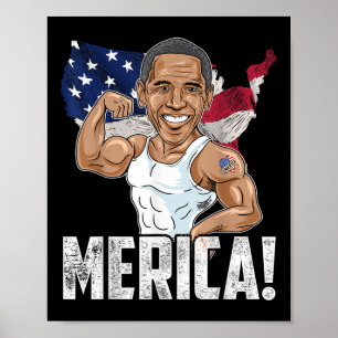 President Barack Obama Merica 4th Of July Funny Pa Poster