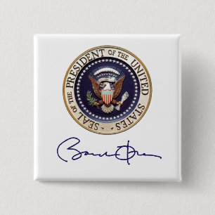 President Barack Obama Signature 15 Cm Square Badge