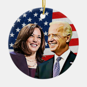 President Biden and VP Harris Keepsake Ceramic Tree Decoration