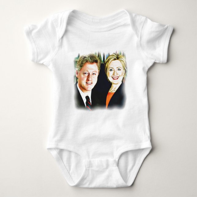 President Bill Clinton & President Hillary Clinton Baby Bodysuit (Front)