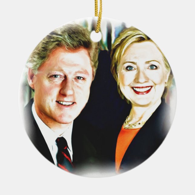 President Bill Clinton & President Hillary Clinton Ceramic Tree Decoration (Front)