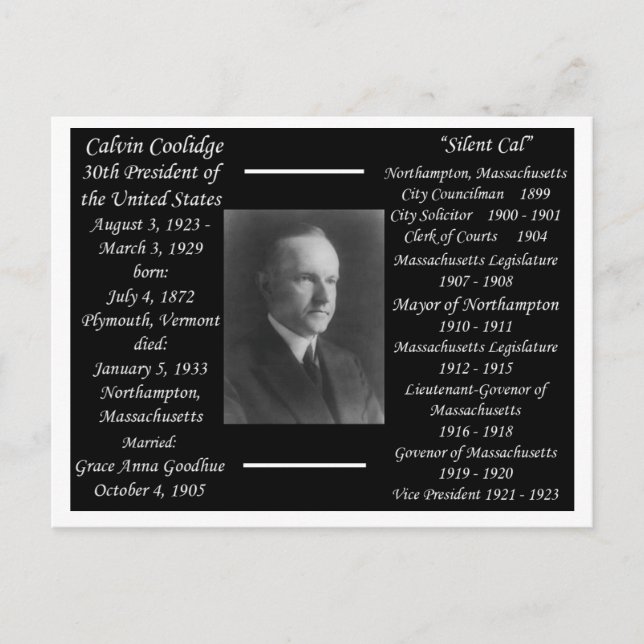 President Calvin Coolidge Postcard (Front)