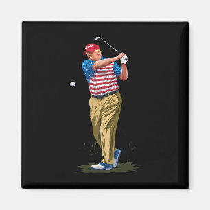 President Donald Trump 2025 Golf Us American Flag Magnet