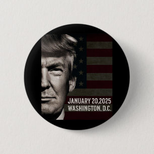 President Donald Trump 2025 Inauguration Date Comm 6 Cm Round Badge