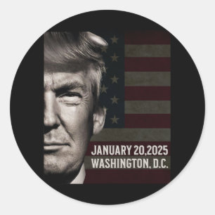 President Donald Trump 2025 Inauguration Date Comm Classic Round Sticker