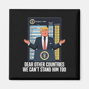 President Donald Trump 2025 Tariff We Can't Stand  Magnet