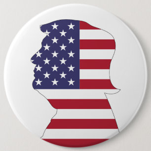 PRESIDENT DONALD TRUMP AMERICAN FLAG 6 CM ROUND BADGE