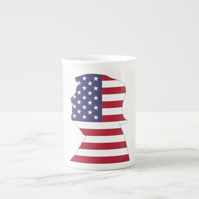 PRESIDENT DONALD TRUMP AMERICAN FLAG BONE CHINA MUG (Front)
