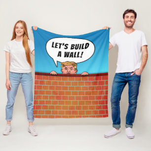 President Donald Trump Build a Wall Funny Cartoon Fleece Blanket