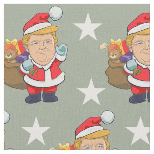 President Donald Trump Cheerful Santa  Christmas Fabric