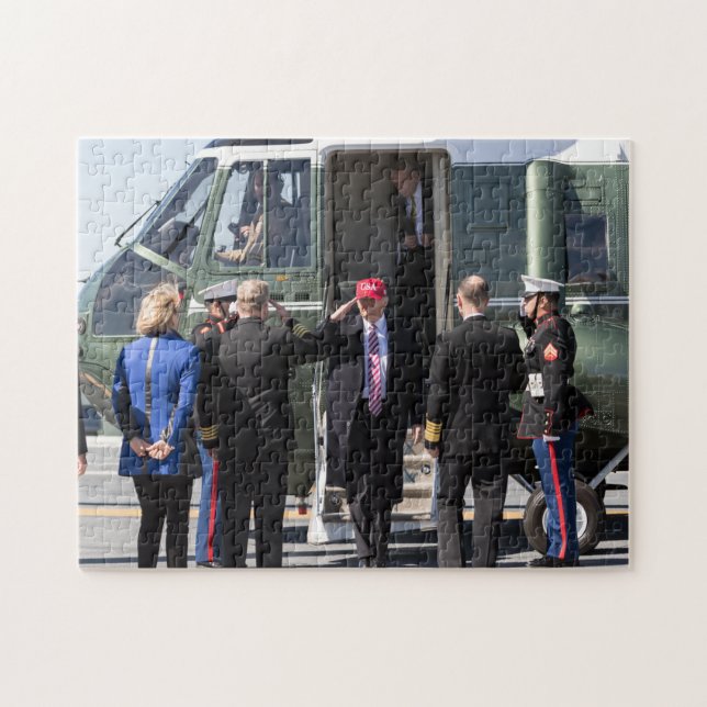 President Donald Trump Exits Marine One Jigsaw Puzzle (Horizontal)