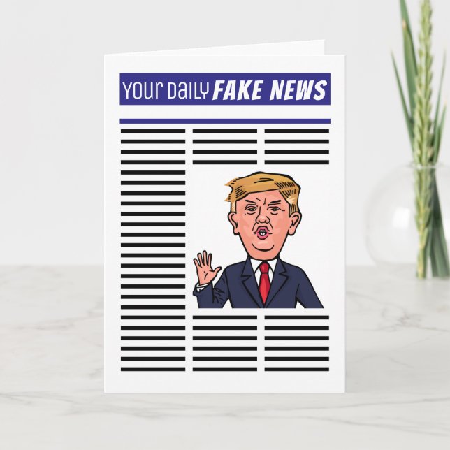 President Donald Trump Fake News Funny Cartoon Holiday Card (Front)