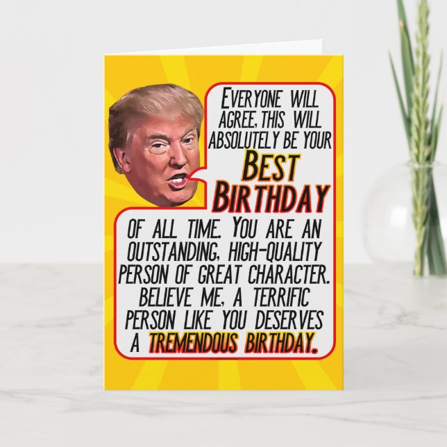 President Donald Trump Funny Tremendous Birthday Holiday Card (Front)